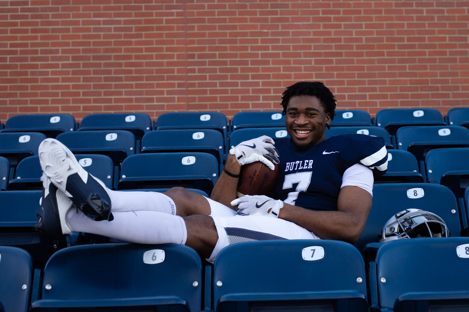 Onye Onuoha in the stands during photoshoot