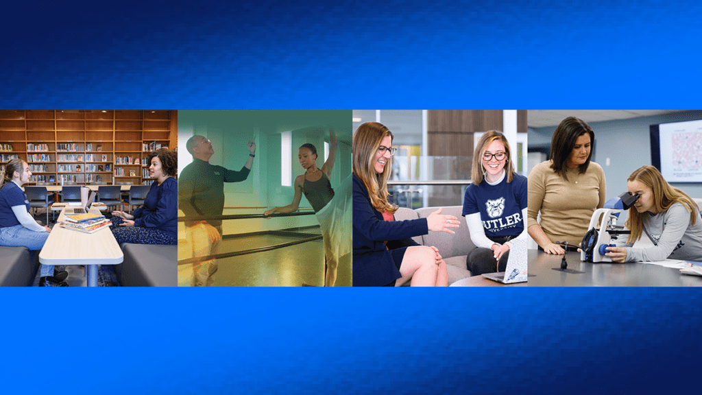 four images of students and faculty in mentorship positions