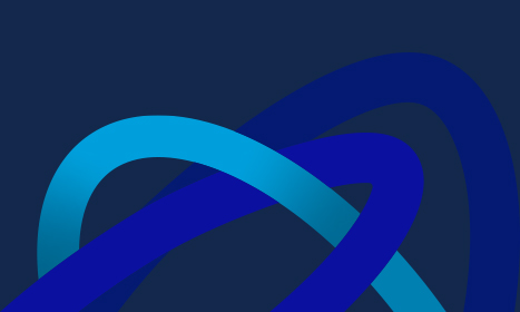 light blue and royal blue interlocking semi circles on a dark blue background