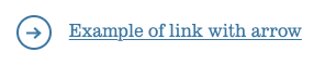 Screenshot of two links with arrows beside them. The text of the links say "Example of link with arrow."
