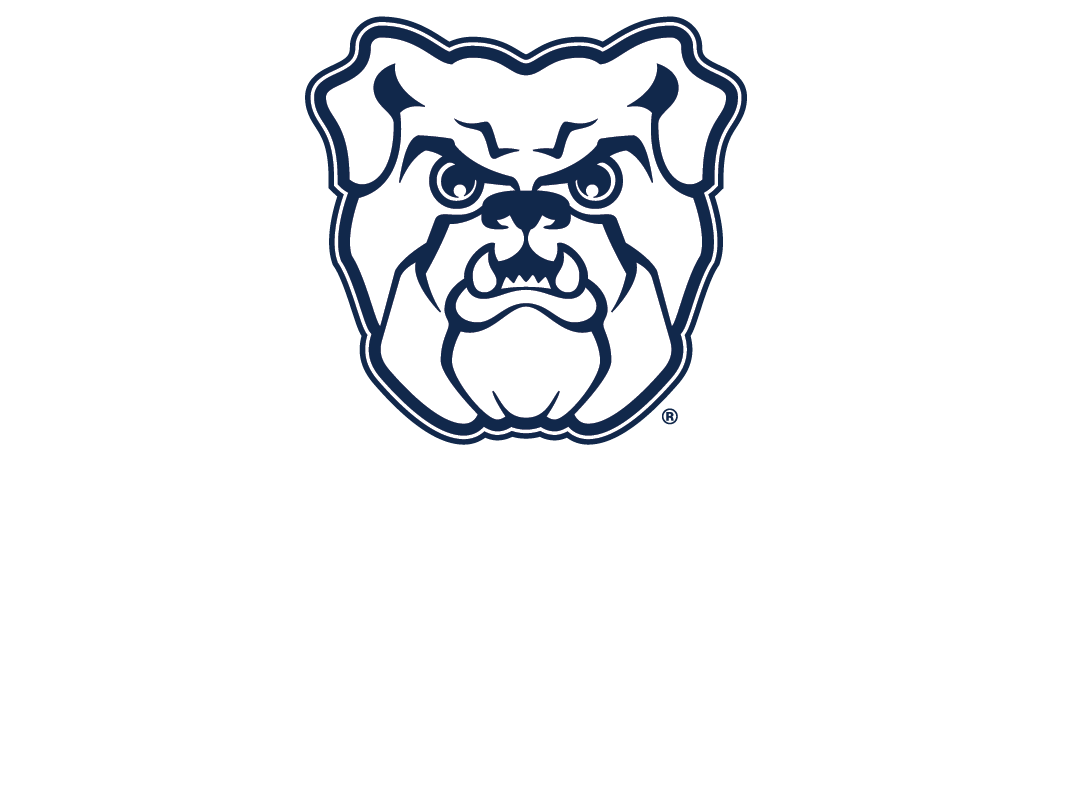 Butler University logo. Bulldog head above word mark