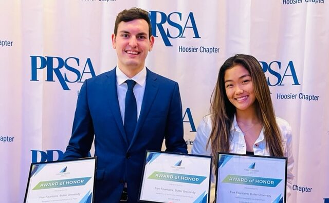 1 male and 1 female student with PRSA awards