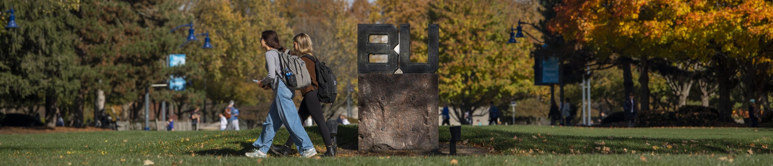students walking on campus