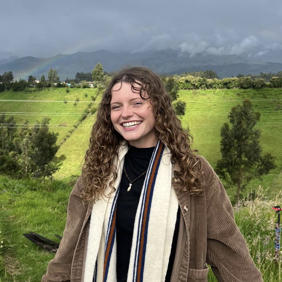 Butler alum, Christine Slover in front of a field Ireland