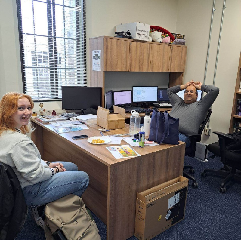 Abi Sipes and Prof. Ankur Gupta in his office