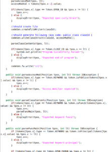 Snippet of compiler code from Ashley Zegiestowski's honors thesis on Tango.