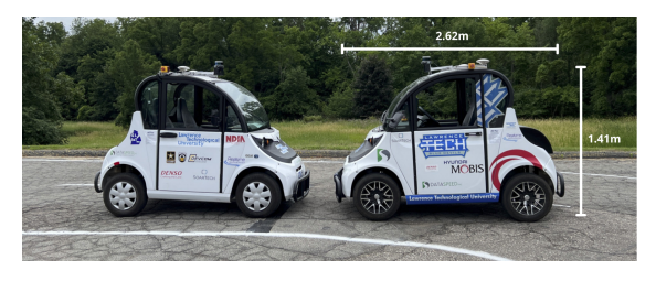 Two small experimental self-driving cars