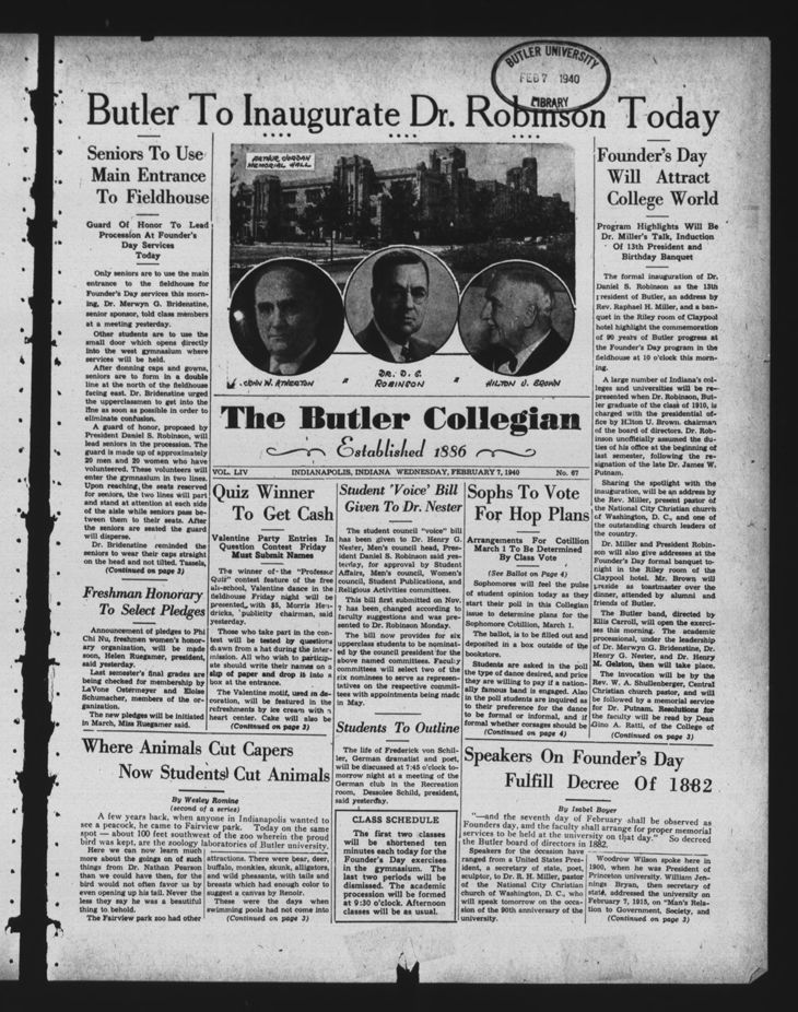 The Collegian front page, Feb. 7, 1940