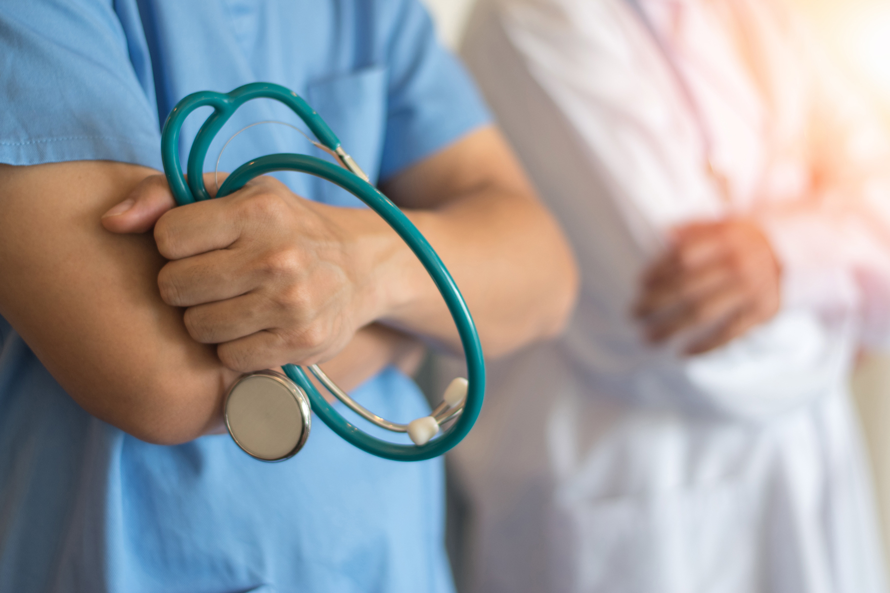 medical personnel with stethoscope