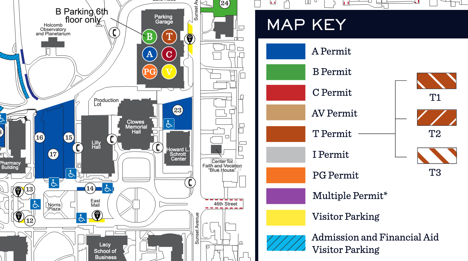 parking map of Butler