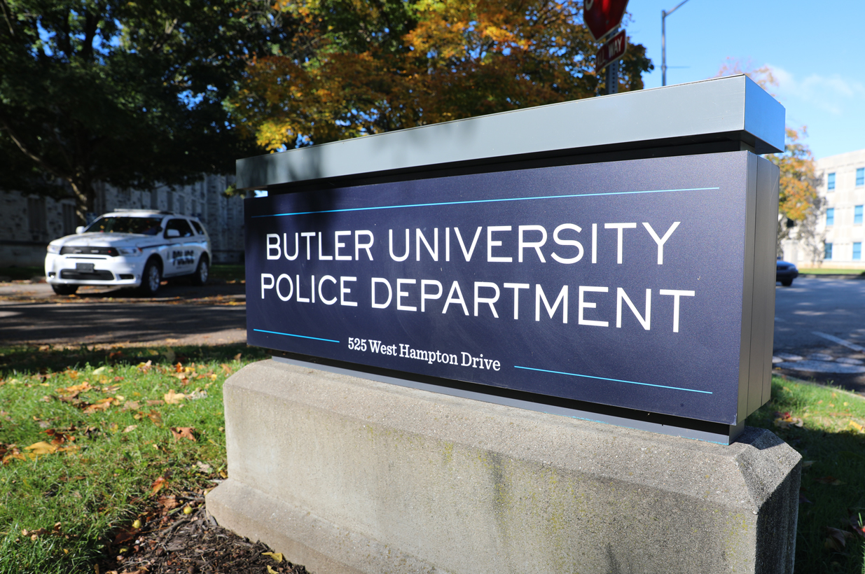 BUPD sign with police car in the background