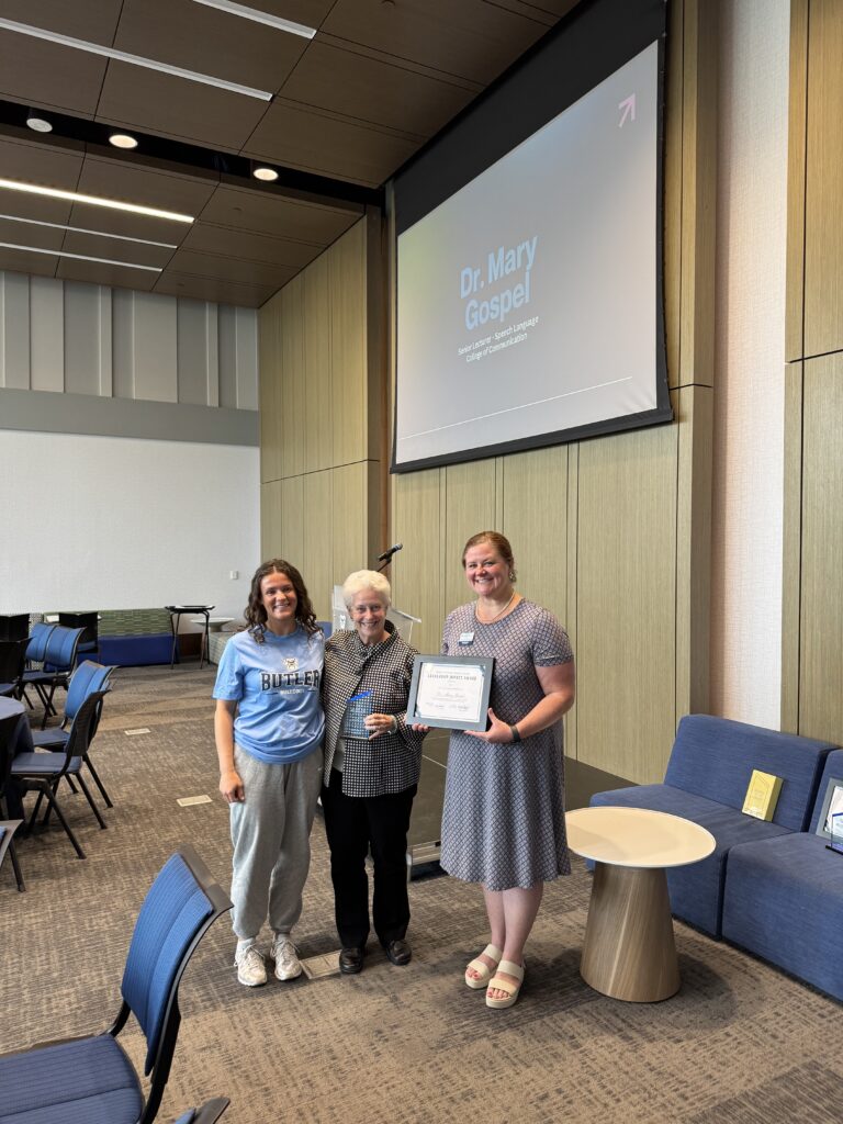 Award winner Dr. Mary Gospel with nominating student