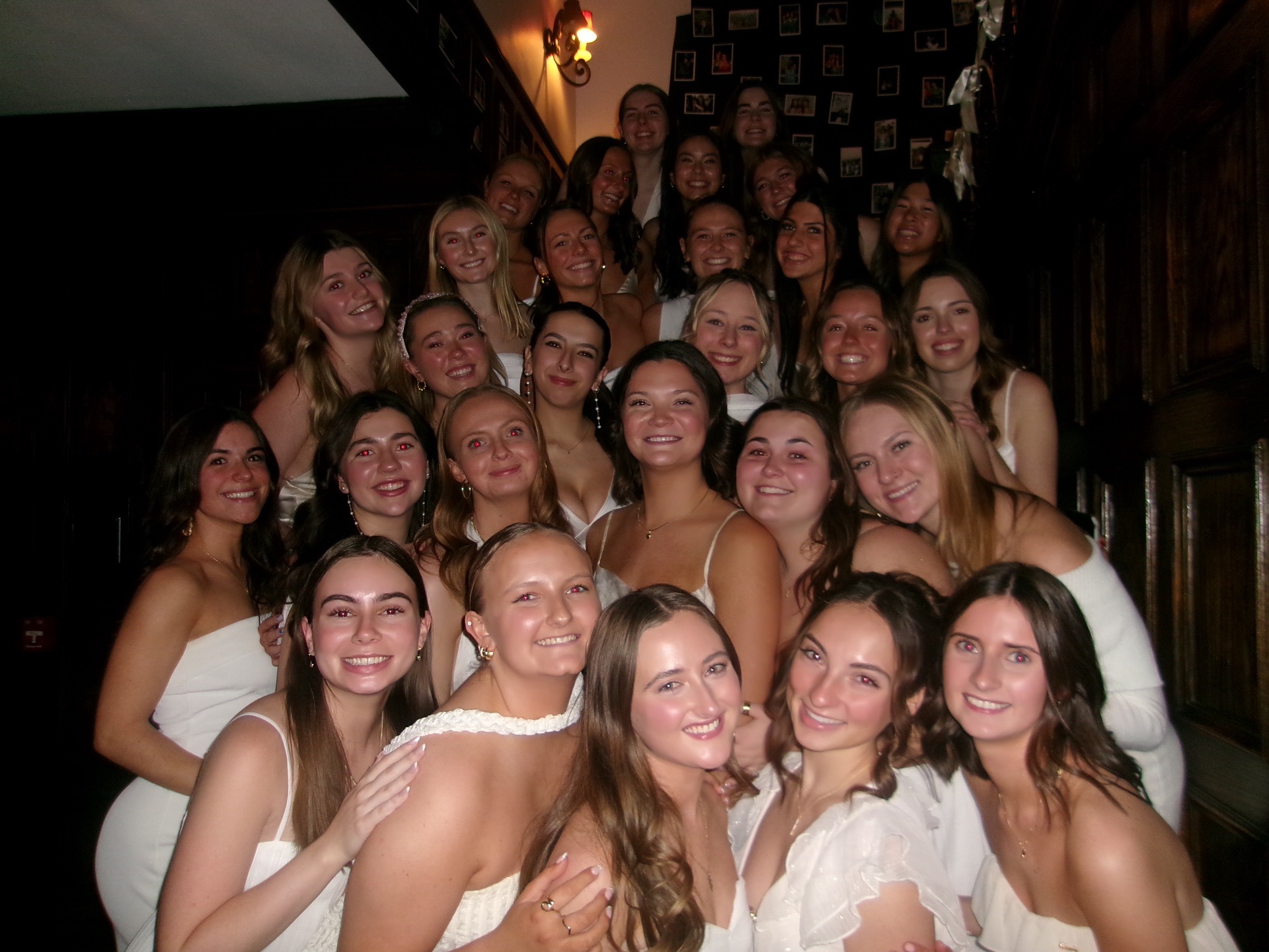 Group of women during recruitment, stacked on stairs