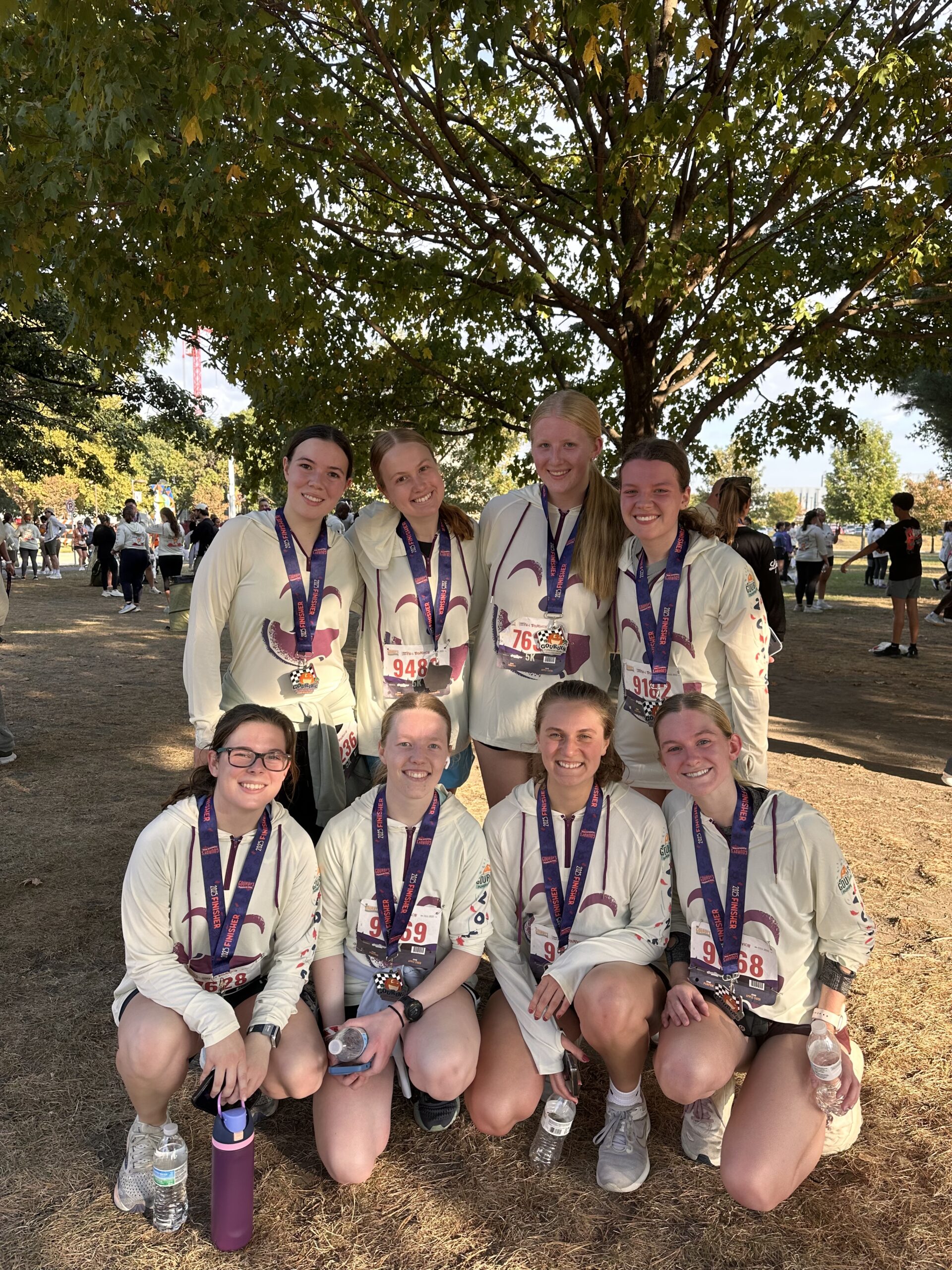 Eight women after running a race