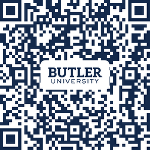 QR code with the Butler University wordmark inside.