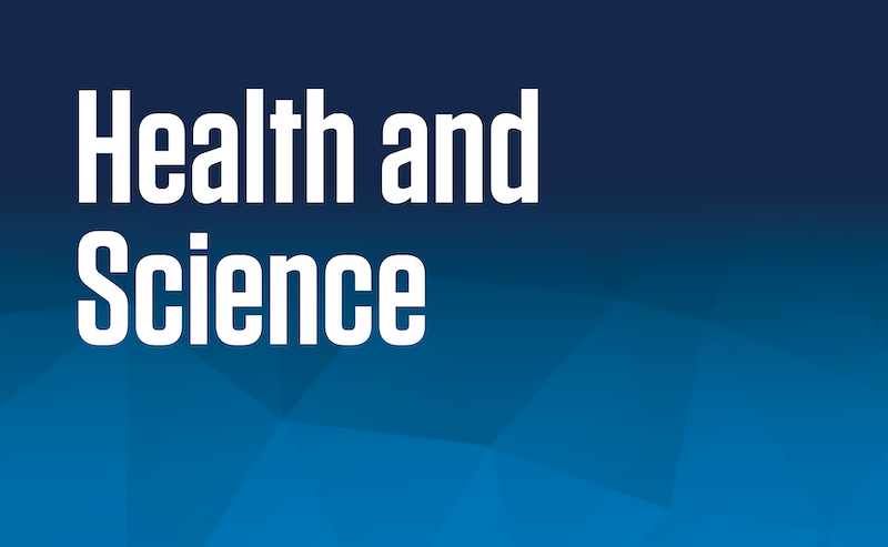 Image that says "Health and Science"