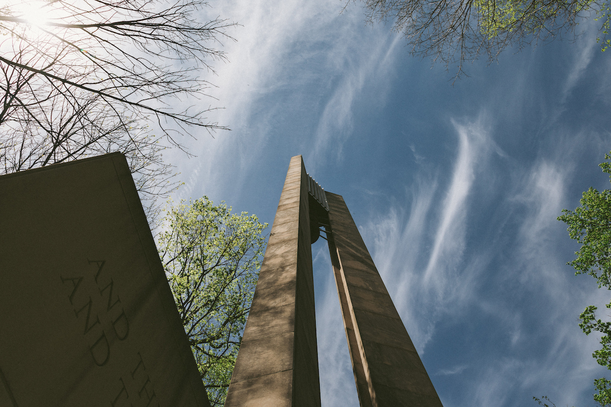 Outdoor photo on campus of bell tower