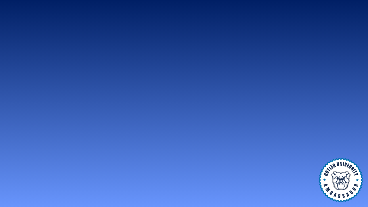 Butler Ambassador-branded Zoom background with blue gradient background and logo in bottom right corner.