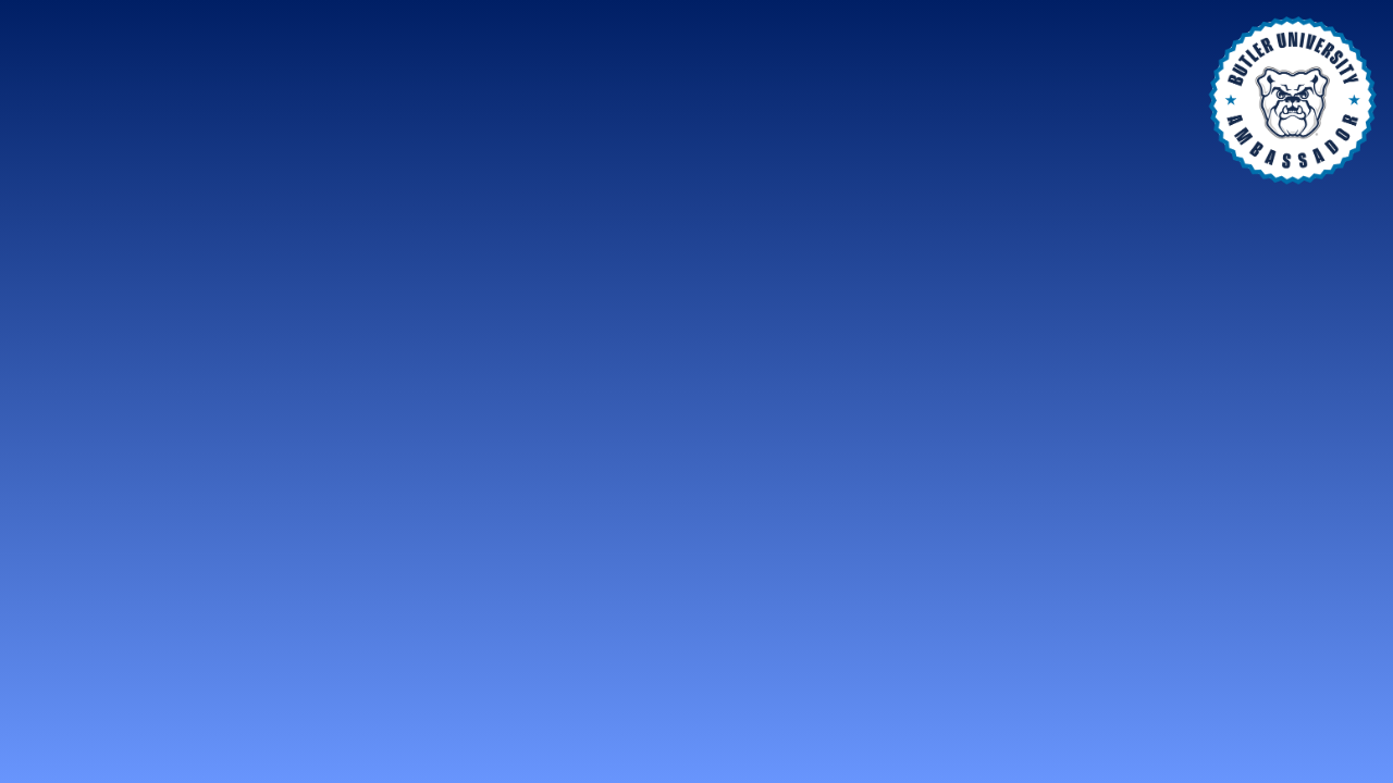 Butler Ambassador-branded Zoom background with blue gradient background and logo in top right corner.